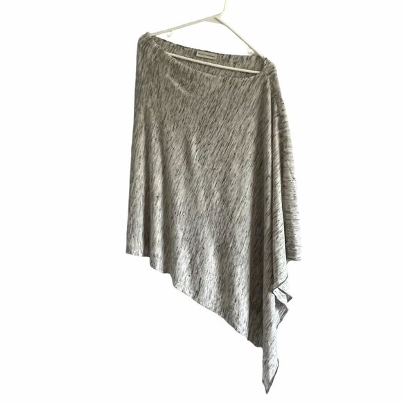 White + Warren Two‎ Way Angled Topper Poncho Gray Heather Linen Blend One Size - Picture 1 of 9